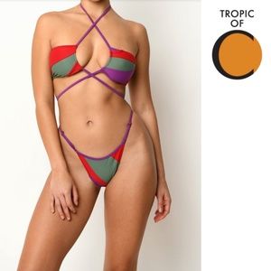 Topic of C Keyhole Patchwork Bikini Top